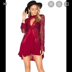 Free people red lace tunic size